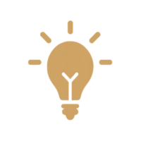 Gold light bulb icon symbolising clarity, understanding and emotional insight in financial wellbeing.