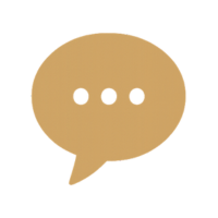 Gold speech bubble icon representing open, honest conversations about money and wellbeing.